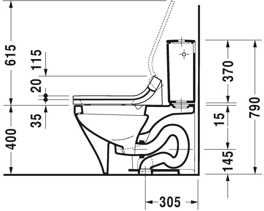 Two-piece toilet for SensoWash®, 216051