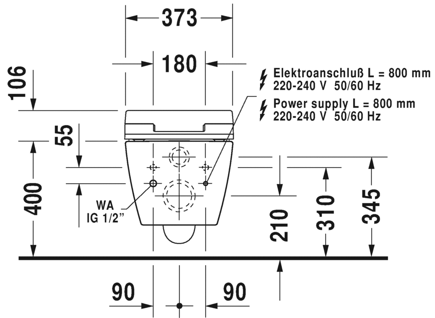 Toilet wall mounted for SensoWash®, 252859