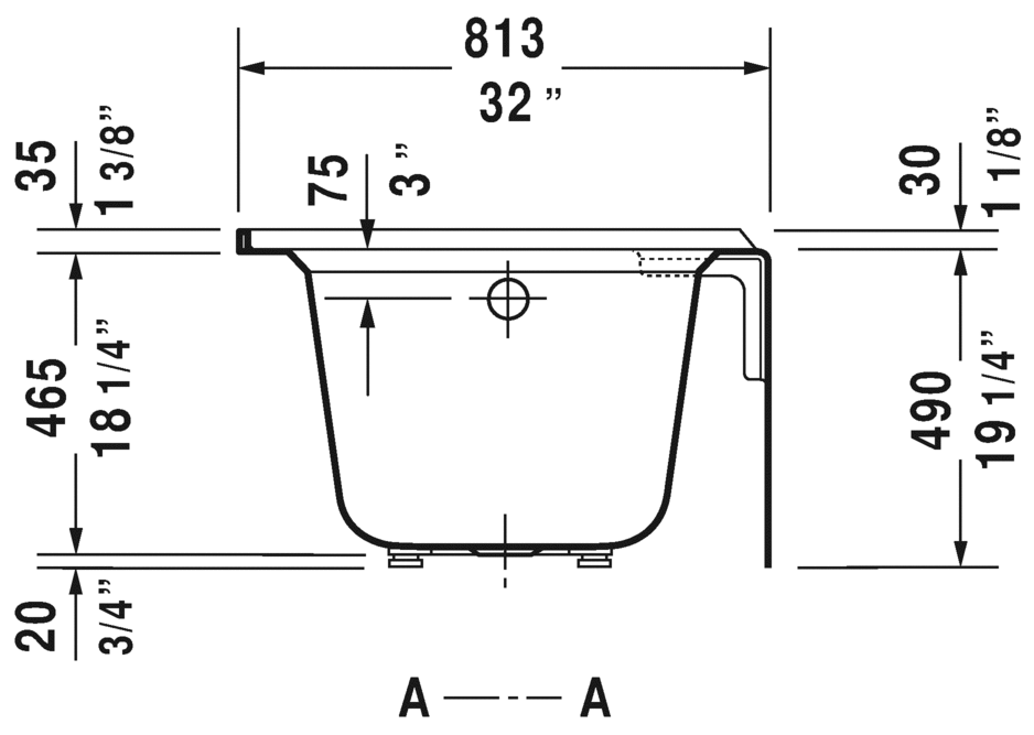 Bathtub with panel height 19 1/4