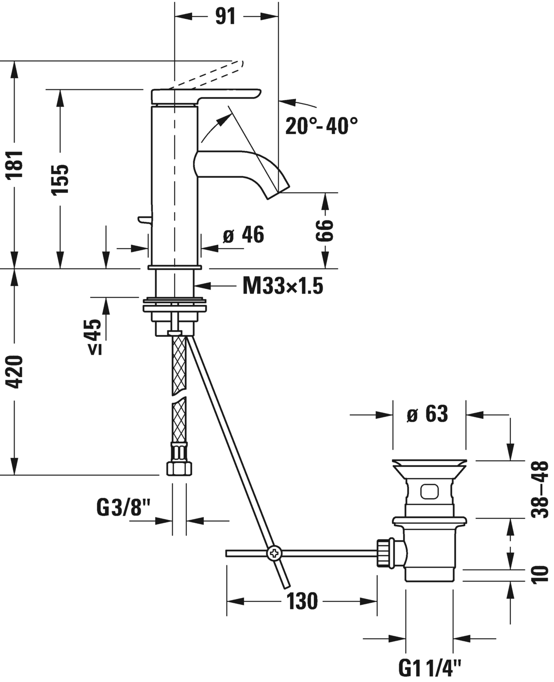 Mezclador monomando para lavabos S, C11010001