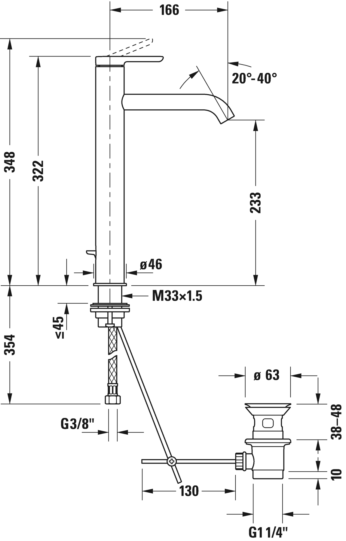 Mezclador monomando para lavabos XL, C11040001
