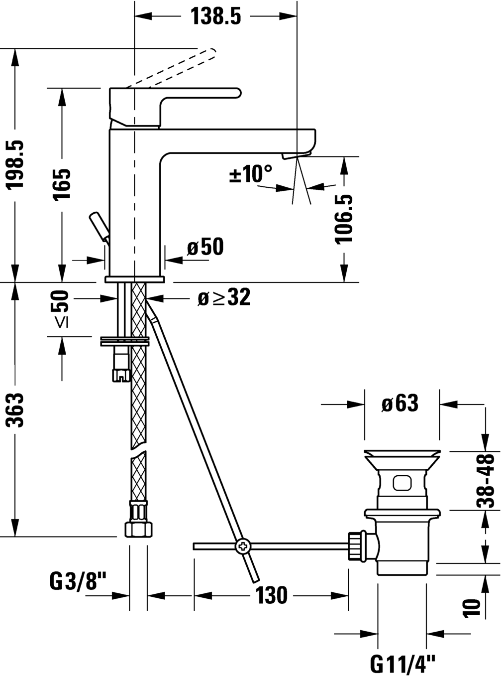 Mezclador monomando para lavabos M, B21020001