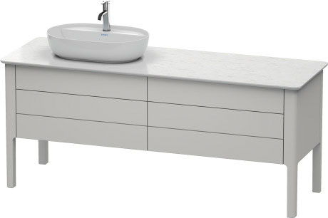 Vanity unit for console floorstanding, LU9568L3939 upper drawer under the ceramics including cut-out for siphon and siphon cover