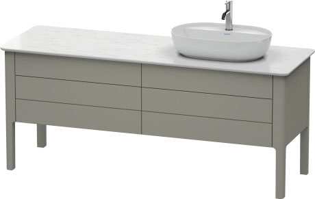 Vanity unit for console floorstanding, LU9568R9292 upper drawer under the ceramics including cut-out for siphon and siphon cover