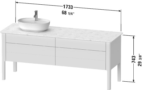 Vanity unit for console floorstanding, LU9568 L/R