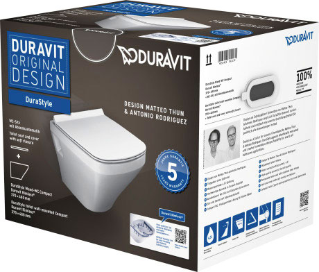 Wand-WC Compact Duravit Rimless® Set, 45710900A1 Kartonabmessungen 520 x 400 x 430 mm