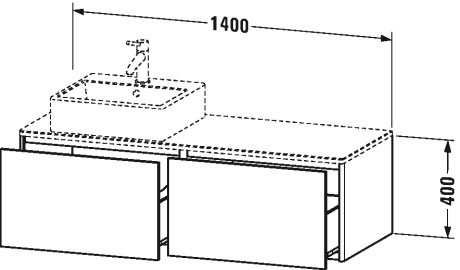 Mueble bajo lavabo para encimera suspendido, XS4903 L/R