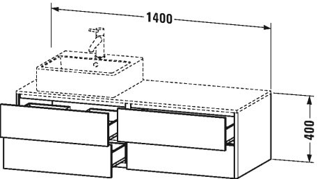 Mueble bajo lavabo para encimera suspendido, XS4913 L/R