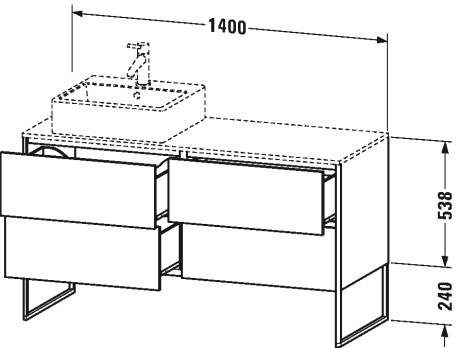 Mueble bajo lavabo a suelo para encimera, XS4923 R/L