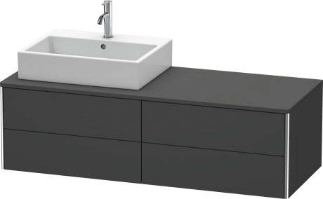 Meuble sous lavabo suspendu pour plan de toilette, XS4913L4949 découpe pour siphon et cache métallique dans le tiroir du haut sous la céramique