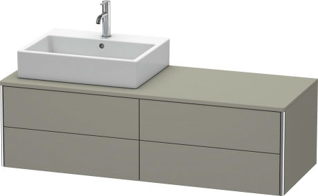 Meuble sous lavabo suspendu pour plan de toilette, XS4913L9292 découpe pour siphon et cache métallique dans le tiroir du haut sous la céramique