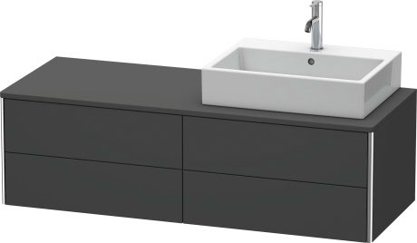 Meuble sous lavabo suspendu pour plan de toilette, XS4913R4949 découpe pour siphon et cache métallique dans le tiroir du haut sous la céramique