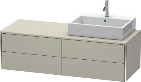 Meuble sous lavabo suspendu pour plan de toilette, XS4913R6060 découpe pour siphon et cache métallique dans le tiroir du haut sous la céramique