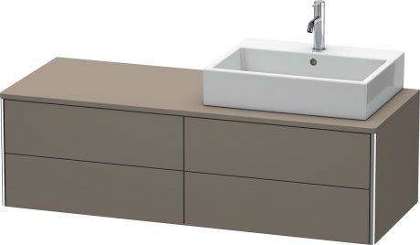 Meuble sous lavabo suspendu pour plan de toilette, XS4913R9090 découpe pour siphon et cache métallique dans le tiroir du haut sous la céramique