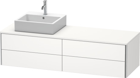 Meuble sous lavabo suspendu pour plan de toilette, XS4914L3636 découpe pour siphon et cache métallique dans le tiroir du haut sous la céramique