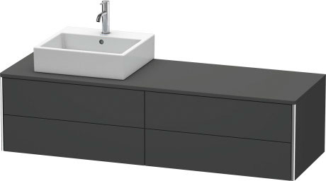 Meuble sous lavabo suspendu pour plan de toilette, XS4914L4949 découpe pour siphon et cache métallique dans le tiroir du haut sous la céramique