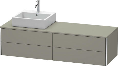 Meuble sous lavabo suspendu pour plan de toilette, XS4914L9292 découpe pour siphon et cache métallique dans le tiroir du haut sous la céramique