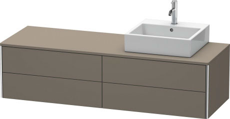 Meuble sous lavabo suspendu pour plan de toilette, XS4914R9090 découpe pour siphon et cache métallique dans le tiroir du haut sous la céramique