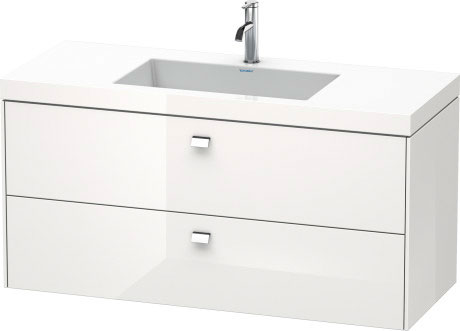 Furniture washbasin c-bonded with vanity wall-mounted, BR4608O1022 furniture washbasin Vero Air included