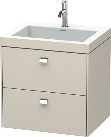 Furniture washbasin c-bonded with vanity wall-mounted, BR4605O1091 furniture washbasin Vero Air included