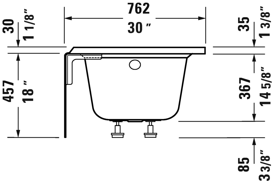Bathtub with panel height 18