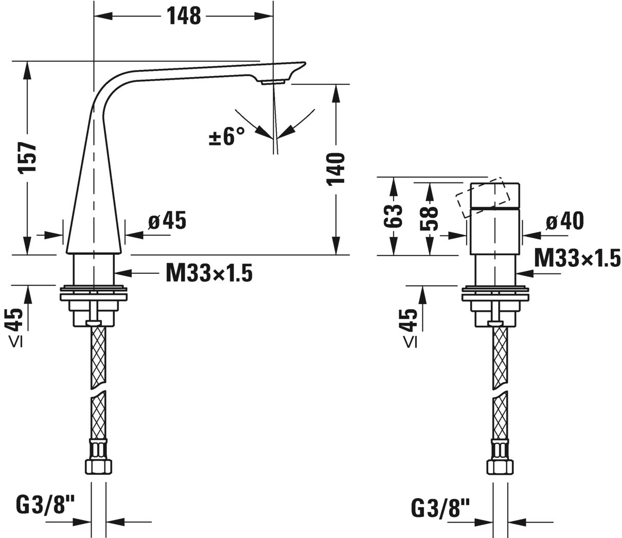 Robinetterie de lavabo 2 trous avec commande rotative  M, D11120009