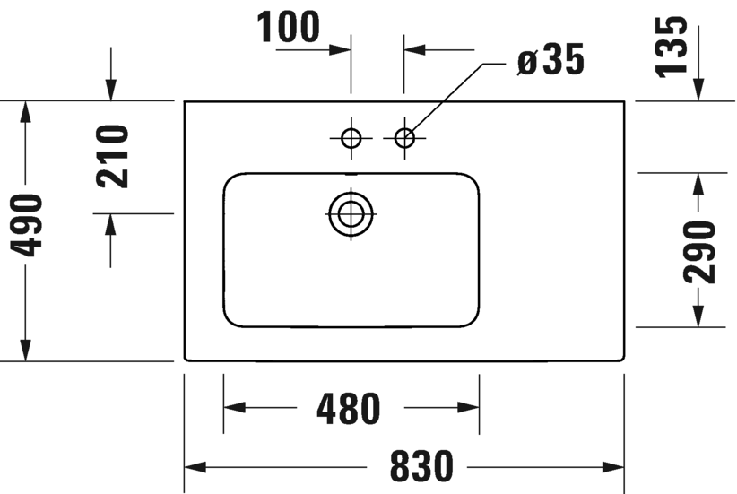 Lavabo asimétrico / Lavabo asimétrico para mueble, 234583