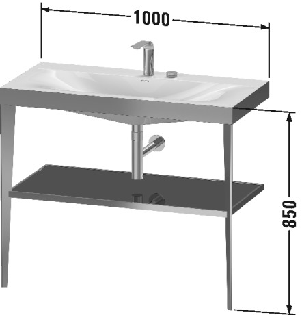 Furniture washbasin c-bonded with metal console floor-standing, XV4716 E/N/O
