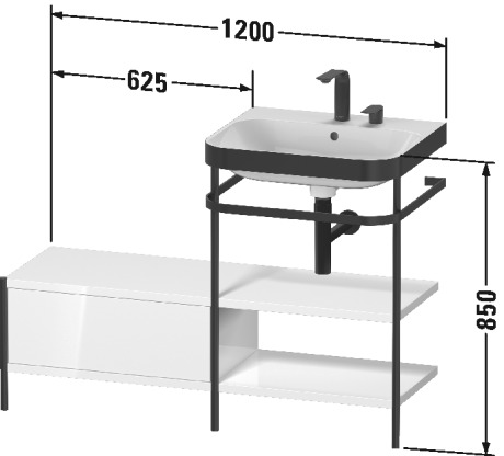 Lavabo pour meuble c-bonded avec console métallique à poser, HP4745 E/N/O