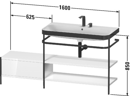 Lavabo pour meuble c-bonded avec console métallique à poser, HP4748 E/N/O