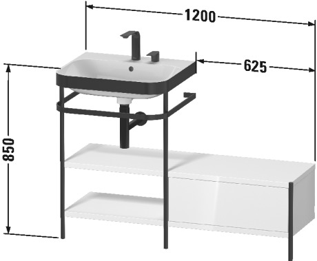 Lavabo pour meuble c-bonded avec console métallique à poser, HP4750 E/N/O