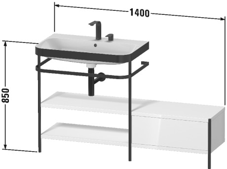 Lavabo pour meuble c-bonded avec console métallique à poser, HP4752 E/N/O