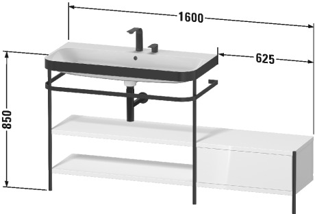 Lavabo pour meuble c-bonded avec console métallique à poser, HP4753 E/N/O