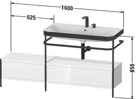 Lavabo pour meuble c-bonded avec console métallique à poser, HP4758 E/N/O
