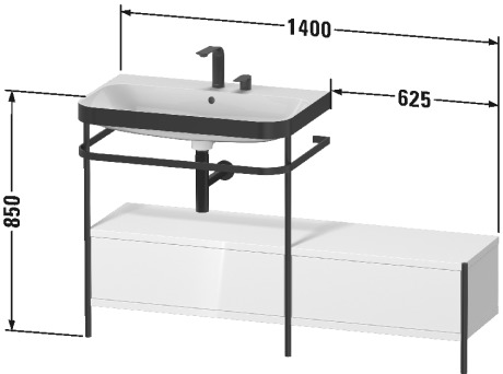 Lavabo pour meuble c-bonded avec console métallique à poser, HP4762 E/N/O