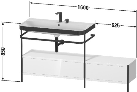 Lavabo pour meuble c-bonded avec console métallique à poser, HP4763 E/N/O