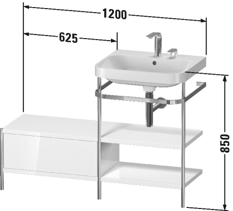 Lavabo pour meuble c-shaped avec console métallique à poser, HP4845 E/N/O