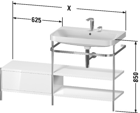 Lavabo pour meuble c-shaped avec console métallique à poser, HP4847 E/N/O