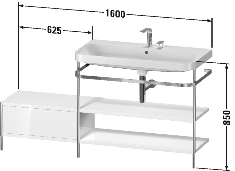 Lavabo pour meuble c-shaped avec console métallique à poser, HP4848 E/N/O