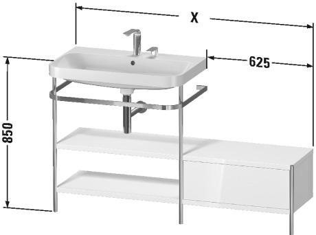 Lavabo pour meuble c-shaped avec console métallique à poser, HP4852 E/N/O