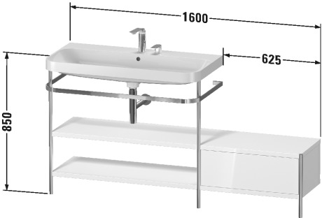 Lavabo pour meuble c-shaped avec console métallique à poser, HP4853 E/N/O