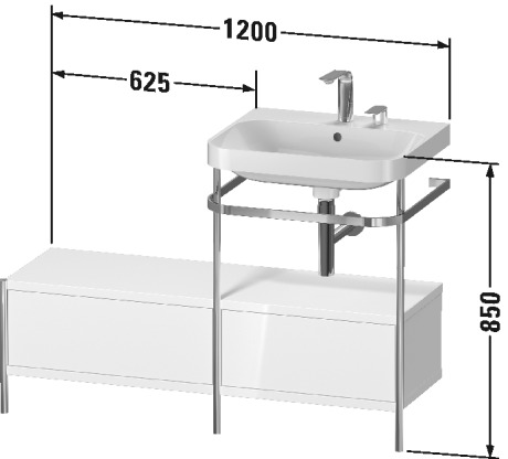 Lavabo pour meuble c-shaped avec console métallique à poser, HP4855 E/N/O