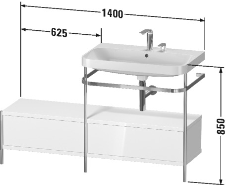 Lavabo pour meuble c-shaped avec console métallique à poser, HP4857 E/N/O