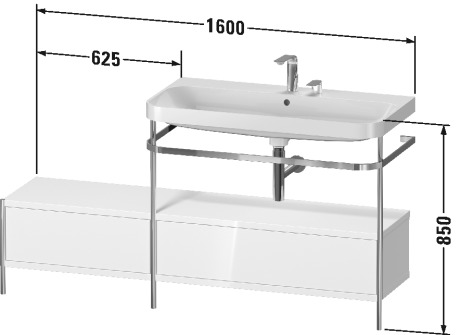 Lavabo pour meuble c-shaped avec console métallique à poser, HP4858 E/N/O