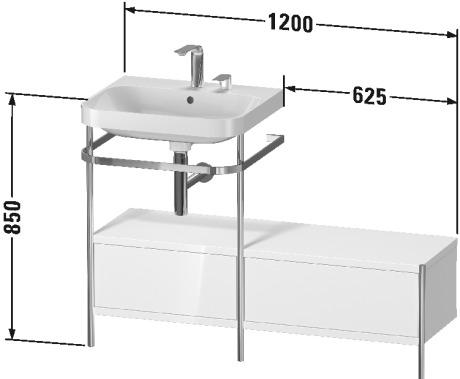 Lavabo pour meuble c-shaped avec console métallique à poser, HP4860 E/N/O
