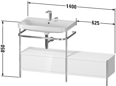 Lavabo pour meuble c-shaped avec console métallique à poser, HP4862 N/O/E