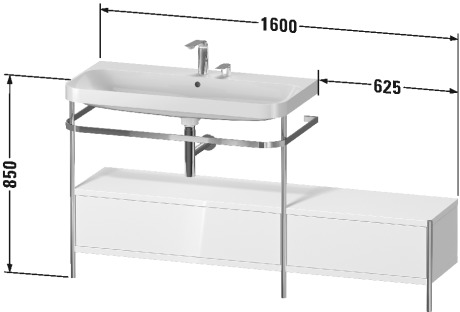 Lavabo pour meuble c-shaped avec console métallique à poser, HP4863 E/N/O