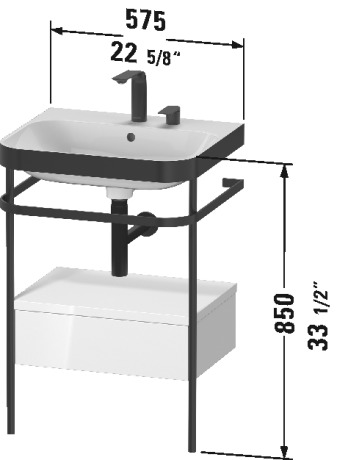 Furniture washbasin c-bonded with metal console floorstanding, HP4740 N/O