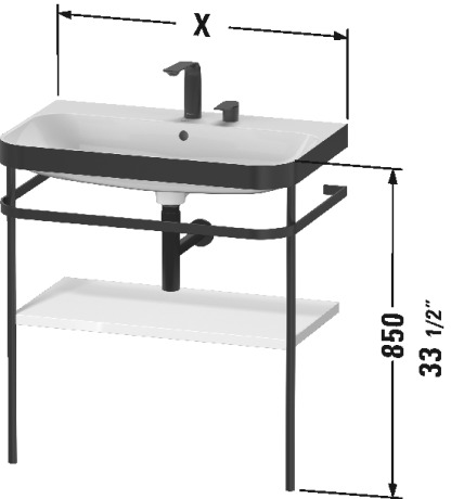 Furniture washbasin c-bonded with metal console floorstanding, HP4737 N/O