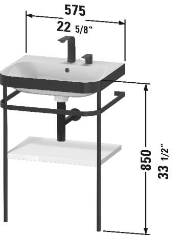 Furniture washbasin c-bonded with metal console floorstanding, HP4735 N/O